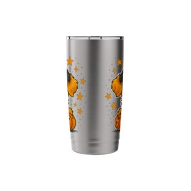 Cute Golden Retriever in Beanie Pumpkin Cozy Fall Autumn Stainless Steel Insulated Tumbler