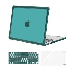 MOSISO Compatible with MacBook Air 13 inch Case 2025 2024 2023 2022 M3 A3113 M2 A2681,Anti-Cracking Heavy Duty TPU Bumper Plastic Hard Case&Keyboard Skin&Screen Film for MacBook Air 13.6, Teal Green