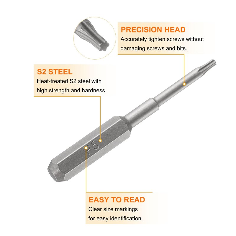 sourcing map 3pcs P5 Pentagon Screwdriver Bit 5/32" Hex Shank