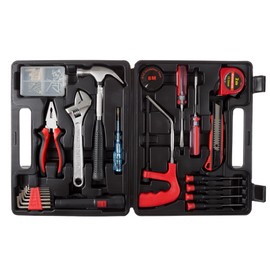 Household Hand Tools, 65 Piece Tool Set by Stalwart, Set Includes Hammer, Adjustable Wrench, Screwdriver Set, and Pliers - Great for DIY Projects