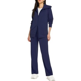 Casly Lamiit Two Piece Sweat Sets for Women Lounge Outfits Matching Travel Sweatsuit Fall Casual Zip Up Track Jacket Athletic Clothing Navy Blue M
