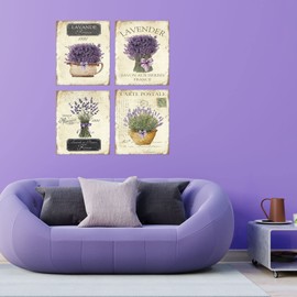 Twisted R Design Wall Art Canvas Prints - 4 Vintage Farmhouse Decor Prints - 8x10 Wrapped Canvas Floral-Themed Pictures - Made in USA Wall Art for Living Room, Bedroom, Office, More - French Lavender