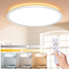 Wholede 24 W 3000-6500 K LED Ceiling Light Flat Ceiling Light Round Dimmable with Infrared Remote Control Ultra Thin Lamp for Kitchen Living Room Hallway Bedroom Bathroom Diameter 29.5 cm White