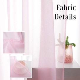 TOAVA DECO Pink Sheer Curtains for Bedroom Light Pink Curtains Sheer 95 Inches Long 2 Panels Girls Living Room Light Filtering Faux Linen Rod Pocket Translucent 52x95 Inch Length