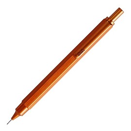 RHODIA 9398C - scRipt Mechanical Pencil Hexagonal Body in Brushed Aluminium - Orange - for Standard 0.5 mm Graphite Leads, Retractable Steel Barrel, Eraser Under the Push Button - scRipt Collection