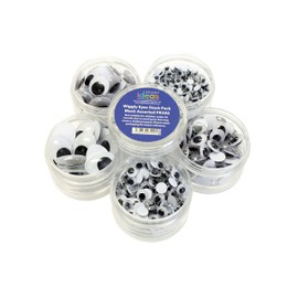 Bright Ideas Mixed Wiggle Eyes for Kids Arts and Crafts, Plastic Googly Eyes for Decoration, DIY Scrapbooking Toy Accessories, 5 Mixed Sizes, Assorted Caddy Stack of 560 Pieces Black