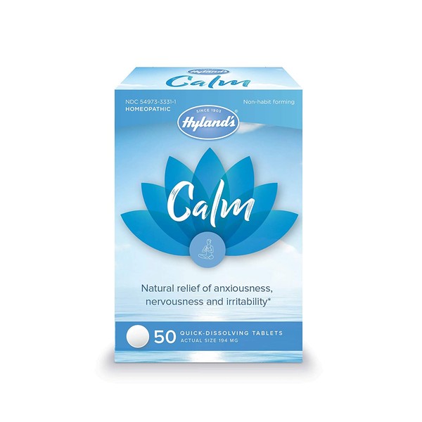 Hyland's Calm Tablets, Anxiety and Stress Relief Supplement, Natural Relief of Anxiousness, Nervousness, and Irritability, 50 count