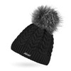 Neverless® Ladies Knitted Hat Lined Fur Pom Faux Fur Bobble