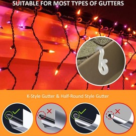 Christmas Light Clips Mini Gutter Hang Hooks 120 Pieces Weatherproof Plastic S Clip Hooks for Xmas Holiday Outdoor Decoration String Lights (Translucent)