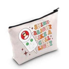 BLUPARK Funny Nursing Cosmetic Bag Gift Shine Bright Like a Call Light Makeup Bag Nursing Graduate Gift Sarcastic Nurse Zipper Bag (MB, Shine Bright)