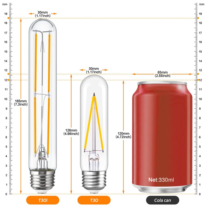 Sphoon Tubular Light Bulb 7.3 Inch Dimmable T10 LED Bulb