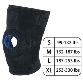 Luwint Youth Adult Neoprene Knee Brace, Open Patella Stabilizer with Adjustable Straps Knee Pads Support for Arthritis, ACL, Relieves Pain, Basketball, Sports, 1 Piece