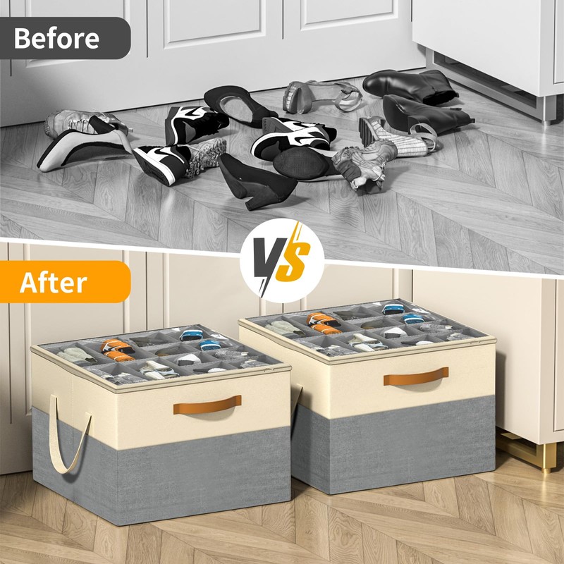 Aokeyee Shoe Storage Organizer for Closet, Large Shoe Box Storage