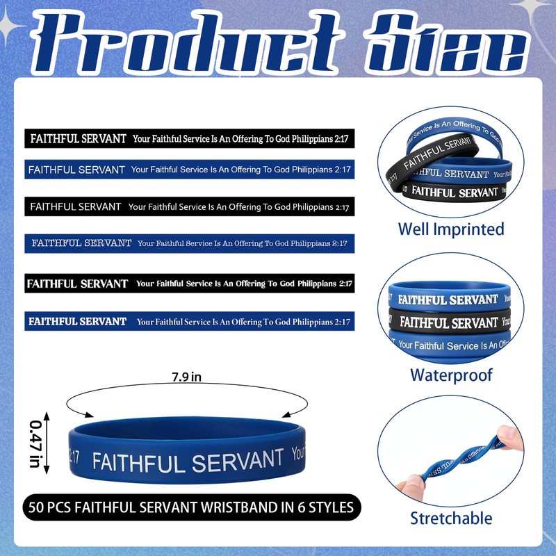 PullCrease 50 Pcs Christian Bible Verses Bracelets Bulk Scripture Silicone