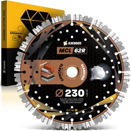 Anvil Diamond Cutting Disc Diameter 230 mm x 22.23 MCL 62R - Separating Concrete / Clinker / Granite / Natural Stone / Cement Pipes / Roof Tile - Diamond Disc / Diamond Cutting Disc Angle Grinder
