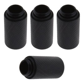 YINETTECH 4 Pieces G1/4 Black Water Cooling Extension Adapter 30 mm Brass with O-Ring Rubber Extended Plate for Computer Water Cooling System