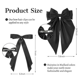 LASPERAL Hair Bow Clips 3PCS Large Ribbon Bow Hair Clips + 3PCS Ribbon Tassel Bow Hair Clips Ribbon Hair Clips Bowknot With Long Tail Tassel Bowknot Hair Clips Hair Barrettes with Bow Accessories