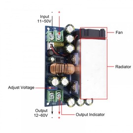 DC-DC Boost Converter, High Performance 300W DC 12V19V24V to 36V48V60V Adjustable Voltage Converter Step-Up Converter with Fan