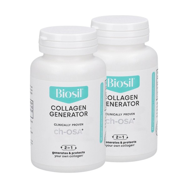 Biosil Collagen Generator - 60 Capsules, Pack of 2 - with Patented ch-OSA Complex - Generates & Protects Your Own Collagen - GMO Free - 120 Total Servings