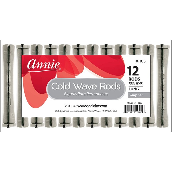 Annie Long Cold Wave Rods with Rubber Band for Hair Curling and Perm Styling - Gray - Set of 3 Packs of 12 (36 Pieces)