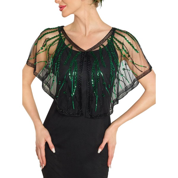 MTITE Women's 1920s Shawl Wraps,Sequin Flapper Evening Shawls for women