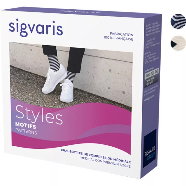 Sigvaris Attrait Chaussettes de contention Femme classe 2, Normal, Large,