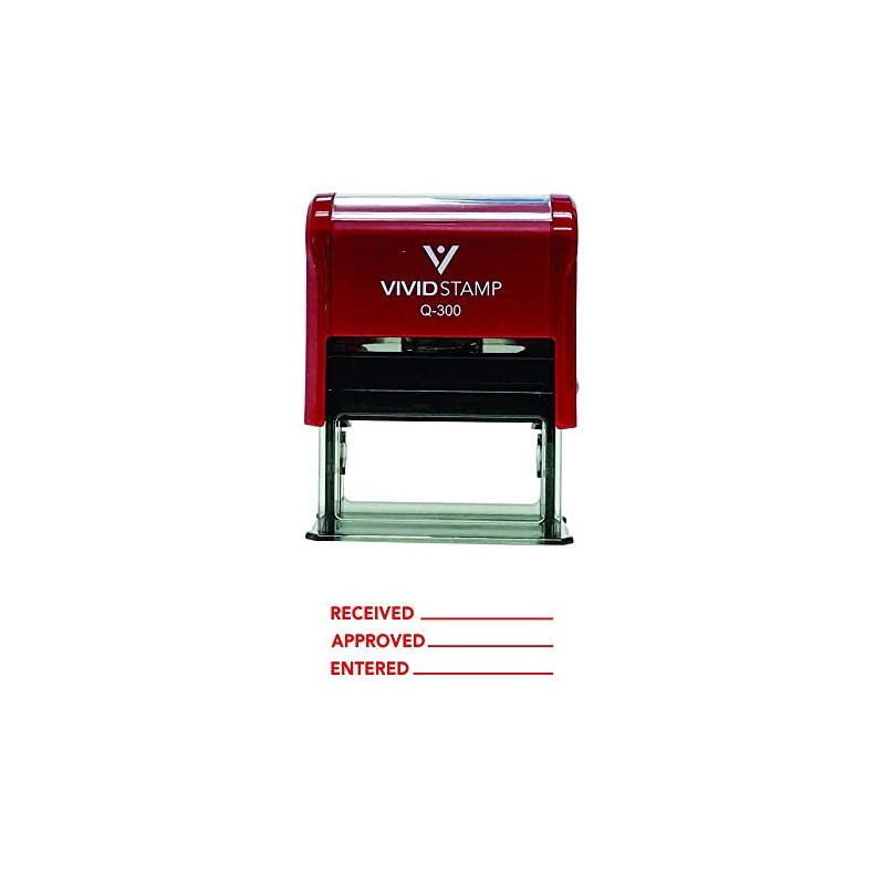 Received Approved Entered Self Inking Rubber Stamp (Red Ink) -