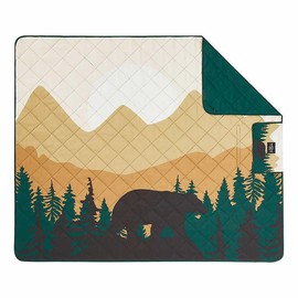 Weatherproof Vintage Outdoor Blanket - 60in x 72in, Portable & Foldable, Sandproof, Waterproof, Picnic & Camping Blanket with Carry Strap (Bear)