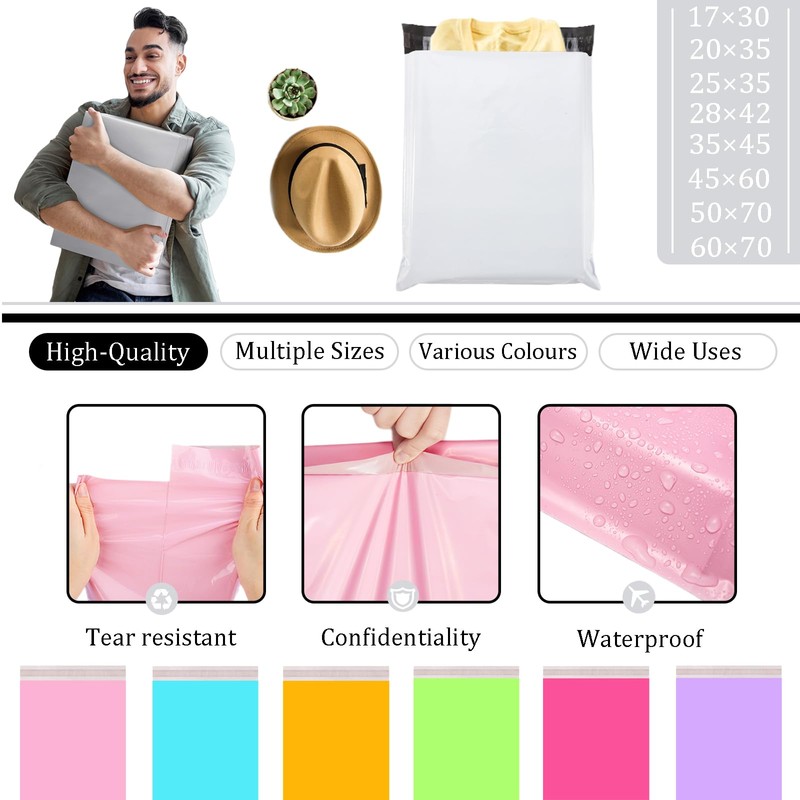 YAAVAAW 50pcs 20x35cm White Vinted Postage Bags Mailing for Clothes,