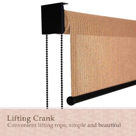 VICLLAX Outdoor Roller Shade, Patio Blinds Roll Up Shade (6' W X 6' L), Mocha