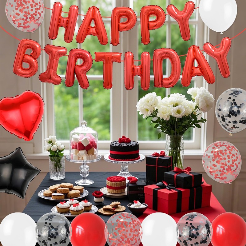 Happy Birthday Balloons Birthday Decoration (Red)