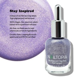 Nailtopia - Plant-Based Chip Free Nail Lacquer - Non Toxic, Bio-Sourced, Long-Lasting, Strengthening Polish - Stay Inspired (Medium Purple With Gold Reflects) - 0.41oz