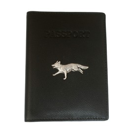 Fox Running Leather Passport Cover Black Holder RFID Safe Gift 142