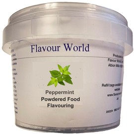 Flavour World Professional Powdered Food Flavouring 40g or 80g tubs with small dosing spoon included (40g, Peppermint)