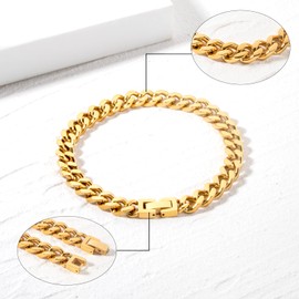 Tuewut Stainless Steel 8mm Cuban Link Bracelet for Men/Women/Boy,Silver/18K Gold Plated 6/6.5/7/8/9 inch Fashion HIP HOP Jewelry Bracelet for Gifts
