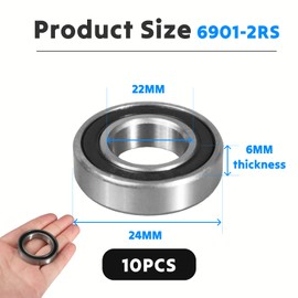 ​​Flewdart 6901 2RS Ball Bearings 12 x 24 x 6 mm, 6901-2RS 6901RS Sealed Carbon Steel for Machines and Tools (6901-2RS 10pcs)
