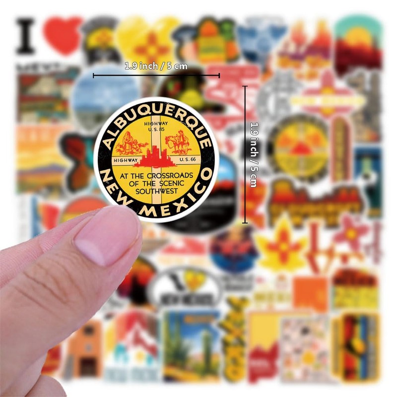 61Pcs New Mexico Stickers Pack, Aesthetic Vinyl Waterproof Sticker Decals