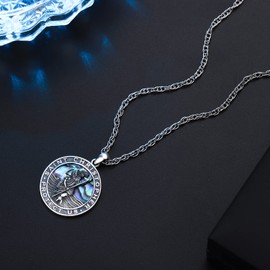 Odinstone St Christopher Necklace Sterling Silver Protection Pendant Catholic Round Medallion Patron St Christopher Protect us Amulet Jewellery Gifts for Men Women