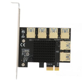 PCI E 1 to 6 Riser Card IC Heat Sink Gold Plated Treatment Black USB3.0 Riser Card for Dos for Linux for Win
