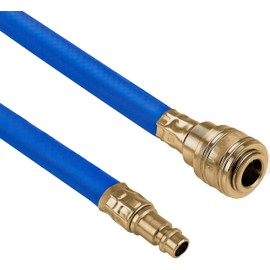 Poppstar Compressed Air Hose 5 m (Hybrid PVC with Fabric, Inner Diameter 9.2 mm with Brass Quick Coupling and Coupling Plug) up to 20 Bar, Blue