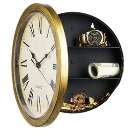 IMPACT Online Safe Small Home Hidden Door Wall Clock Money Bank Bill Valuables Box Nordic Iron (Gold)