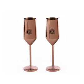 King International Rose Gold Plated Champagne Flute, Stainless Steel Unbreakable Wine Glass, Shatterproof Drinking Cups for Bar and Home Party, diwali gifts, Drinking Mug SET OF 2 with box