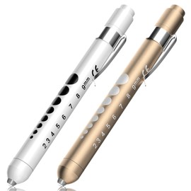 RISEMART Pupil Light, Diagnostic Light, Nurse Emergency Service Accessories with Pupil Meter and Ruler (Gold and White)