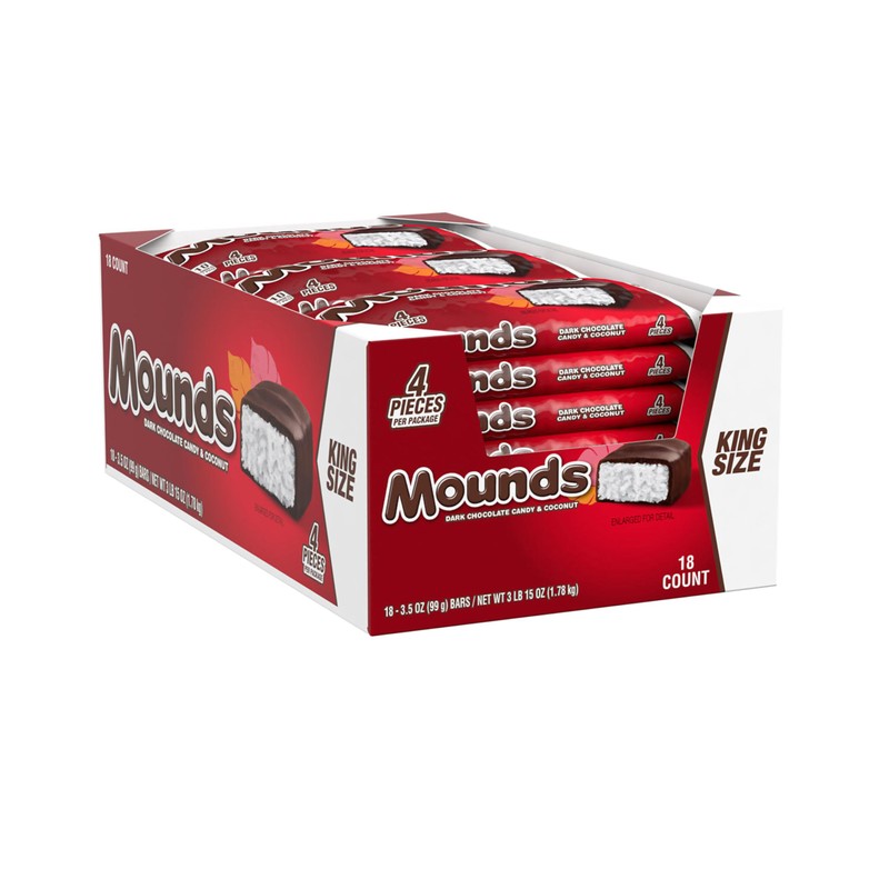 MOUNDS Coconut and Dark Chocolate King Size, Candy Bars, 3.5