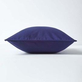 HOMESCAPES - 100% Cotton Plain Navy Cushion Cover - 30 x 30 cm Square - 12 x 12 Inches - Dark British Navy - Sofa Cushion Pillow Cover - Washable
