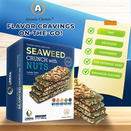 Seaweed Crunch with Nuts Classic Taste.Vegan Seaweed Snack Bars with Cashews,Almonds & Pumpkin Seeds by Amazin Choices.Premium Snack, Sanwich Seaweed,Snack Viet, Sandwich Seaweed- 53.5oz (80 counts)