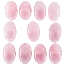KYEYGWO Natural Reiki Healing Rose Quartz Crystal Worry Stone for Meditation Relaxation, Palm Trees and Thumb Massage Stones Suitable for Stress Relief