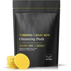 Turmeric Kojic Acid Cleansing Pads,30PCS Turmeric Face Scrub Pads with Vitamin C,Kojic Acid and Turmeric Cleansing Pads for Exfoliation - Made With Vitamin B5
