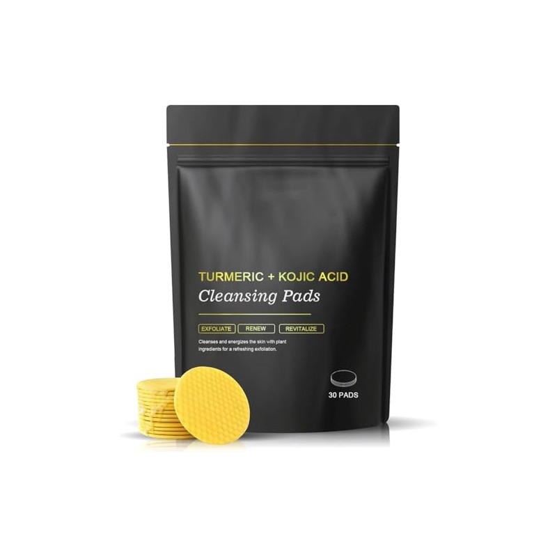 Turmeric Kojic Acid Cleansing Pads,30PCS Turmeric Face Scrub Pads with