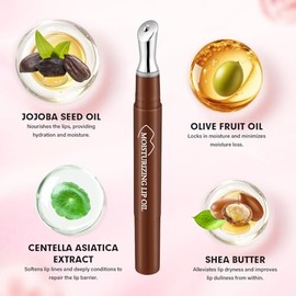 Aceite labial hidratante brillante, aceite labial teñido ultra hidratante para brillo transparente con aplicador, bálsamo labial y relleno labial, lab